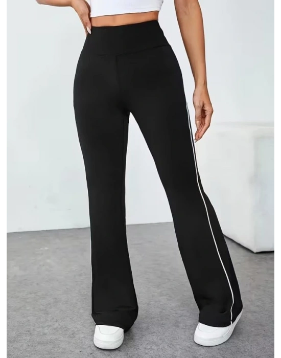 Kadın Yüksel Bel Yan şerit Detaylı Uzun Dalgıç Tayt