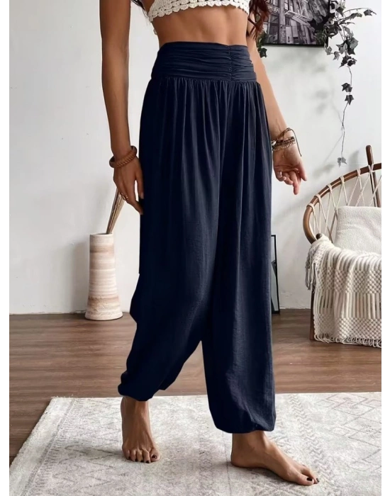 Kadın Yüksel Bel Yoğun Büzgü Detaylı Aerobin Pantolon