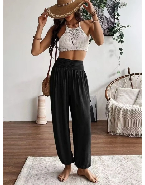 Kadın Yüksel Bel Yoğun Büzgü Detaylı Aerobin Pantolon