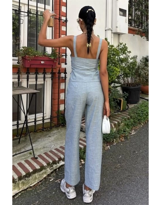 Kalın Askılı Bluz Pantolon Keten Takım 10187