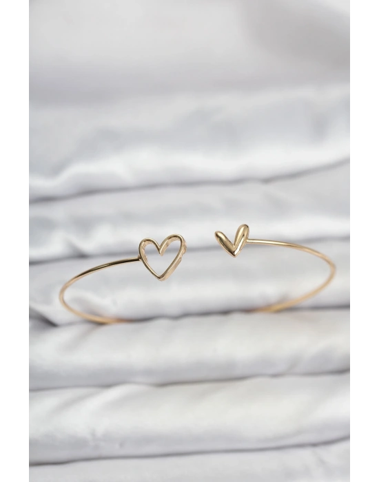 Kalp Model Gold Renk Bileklik