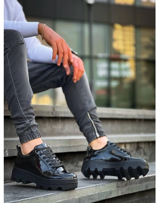 KB-056 Kuback Siyah Rugan Siyah Yüksek Taban Günlük Spor Ayakkabı