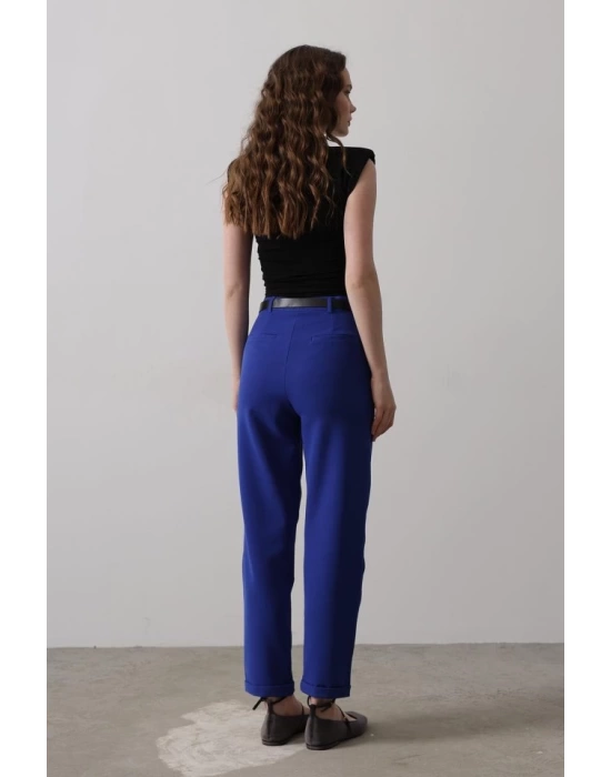 Kemerli Havuç Pantolon - Saks