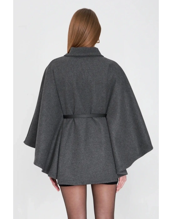 Kemerli kaşe panço antrasit pt