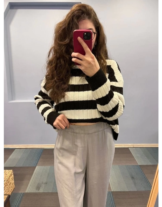 Keten Bel Lasti̇kli̇ Yirtmaç Detayli Pantolon