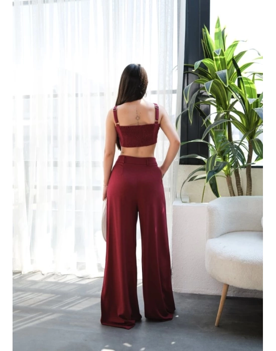 Keten Gi̇peli̇ Crop Ve Pantolon İki̇li̇ Takim
