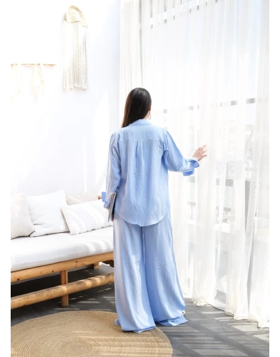 Keten Gömlek Ve Pantolon İki̇li̇ Takim