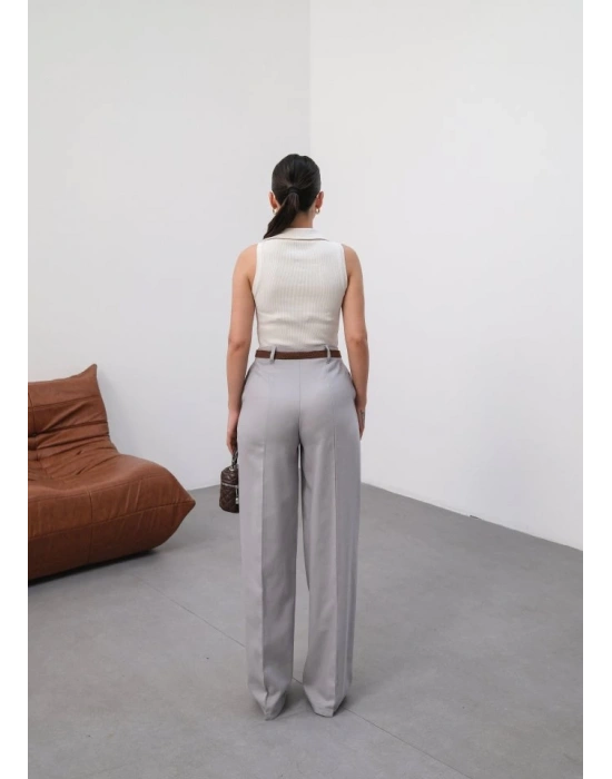 Keten Kemerli̇ Ve Dökümlü Palazzo Pantolon (Kemer Dahi̇l)