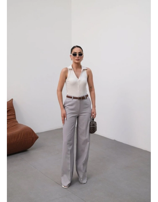 Keten Kemerli̇ Ve Dökümlü Palazzo Pantolon (Kemer Dahi̇l)
