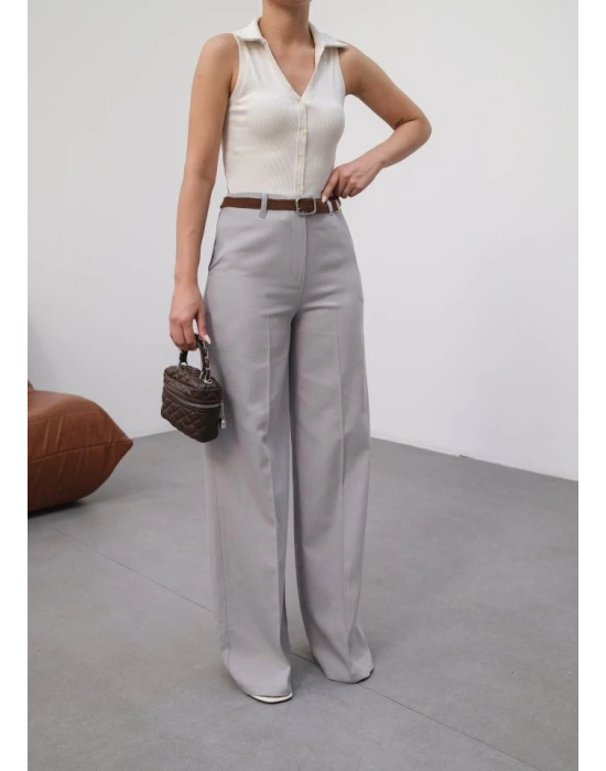 Keten Kemerli̇ Ve Dökümlü Palazzo Pantolon (Kemer Dahi̇l)