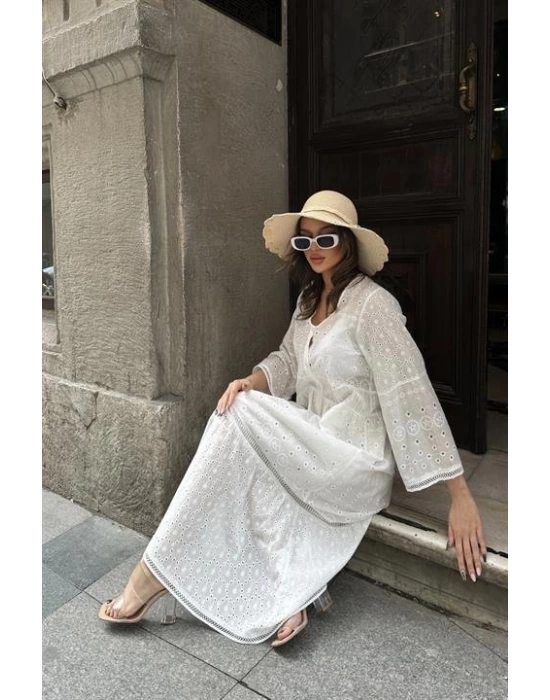 Kimberly Fistolu Uzun Elbise 2442-08