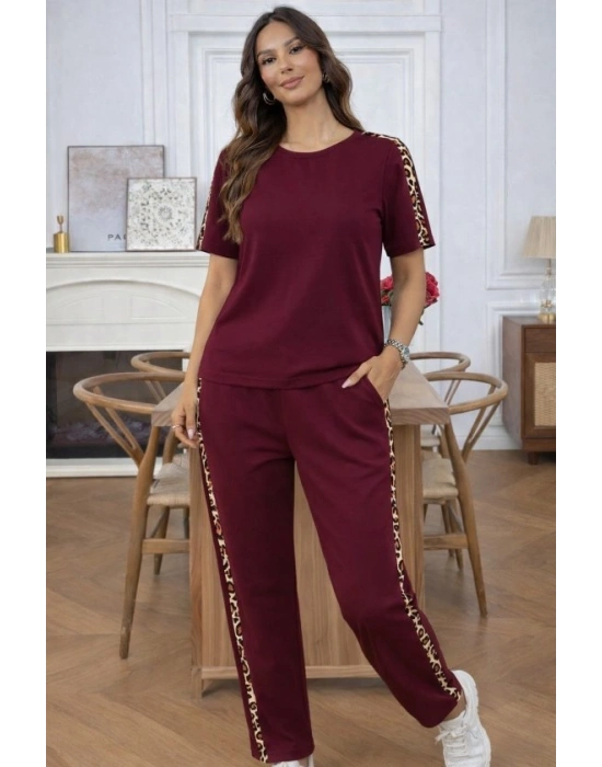 Kısa Kollu Bısıklet Yakalı Viskon Iki Iplik Bluz Ve Pantolon Ikili Takım