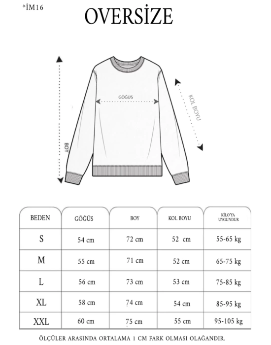 Kışlık Bisiklet Yaka Ön Ve Arka Baskılı SweatShirt - Siyah