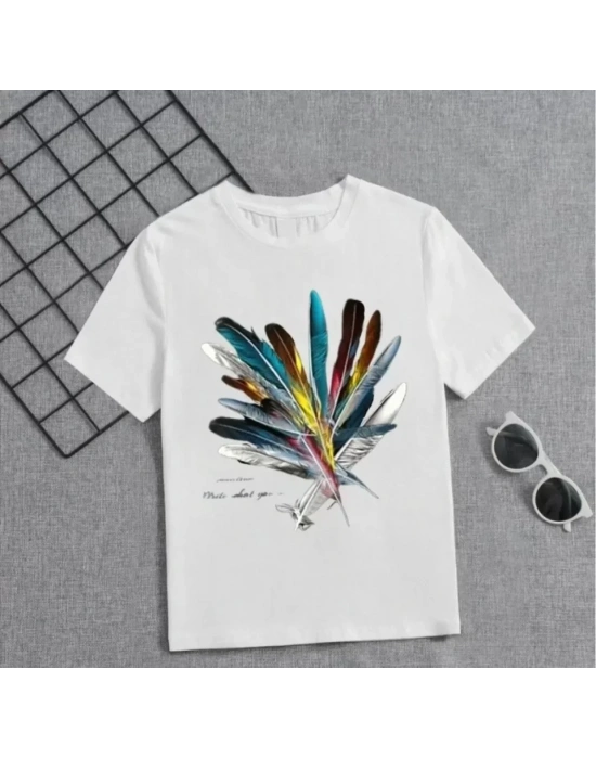 Kız Çocuk Baskılı T-Shirt - Beyaz