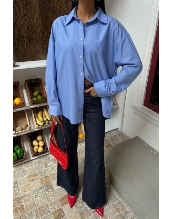 Klasik Oversize Poplin Gömlek 3421