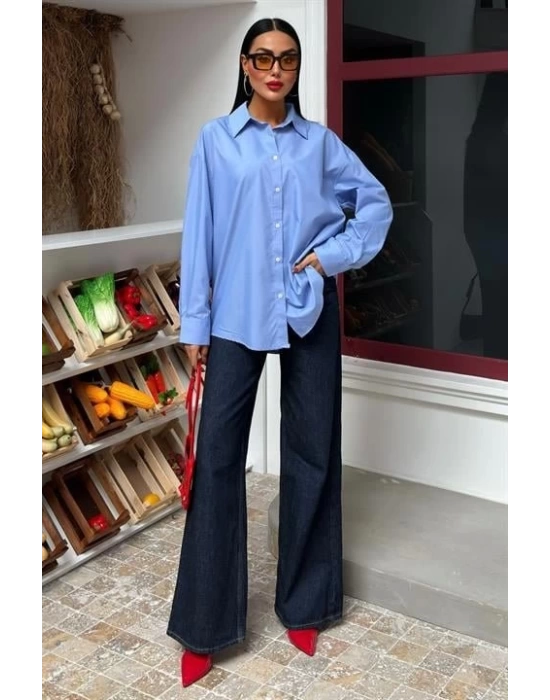 Klasik Oversize Poplin Gömlek 3421