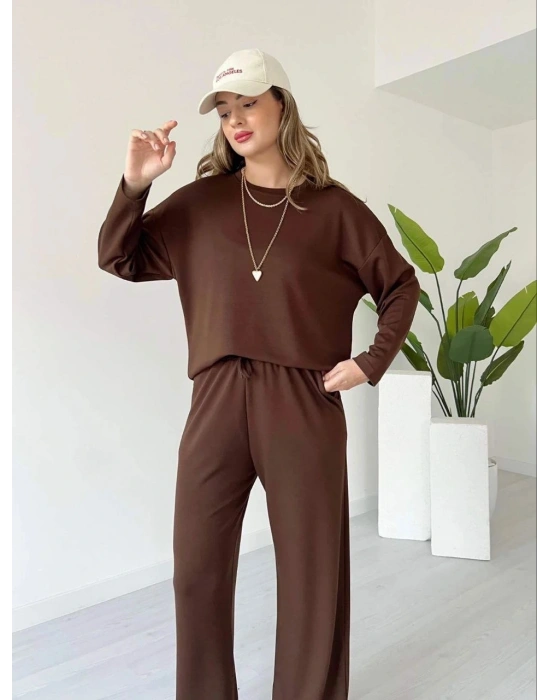 Kollu modal takım kahve