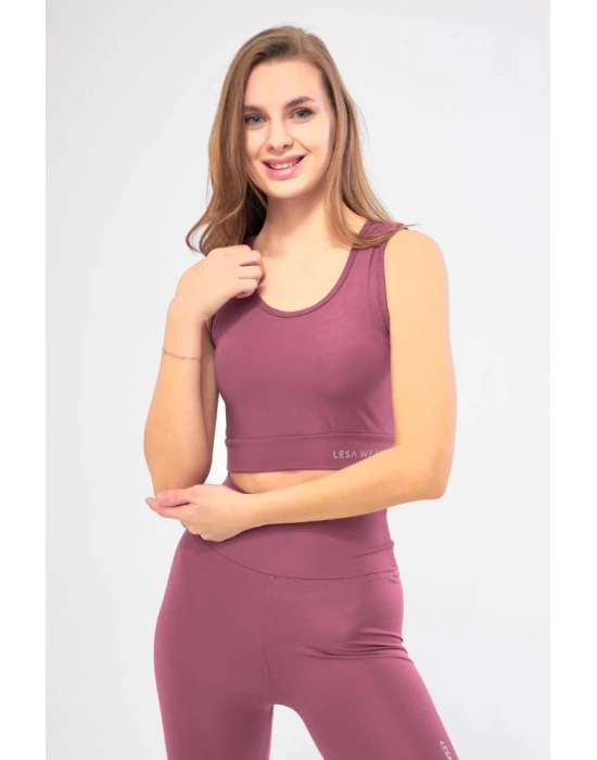 Kolsuz Sporcu Baskılı Crop - Pembe