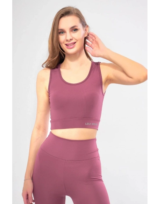 Kolsuz Sporcu Baskılı Crop - Pembe