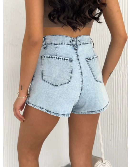 Kot Jeans Kesimetrik Kesim Cepli Şortlu Etek - Gri