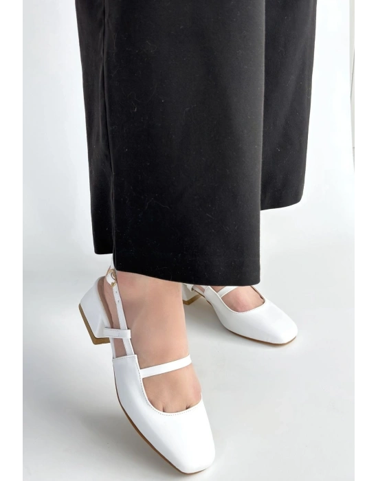 Liva Beyaz Cilt Topuklu Ayakkabı