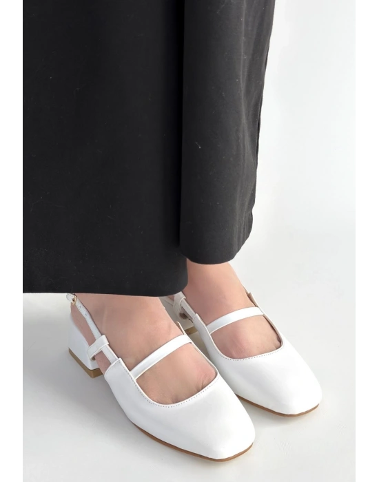 Liva Beyaz Cilt Topuklu Ayakkabı