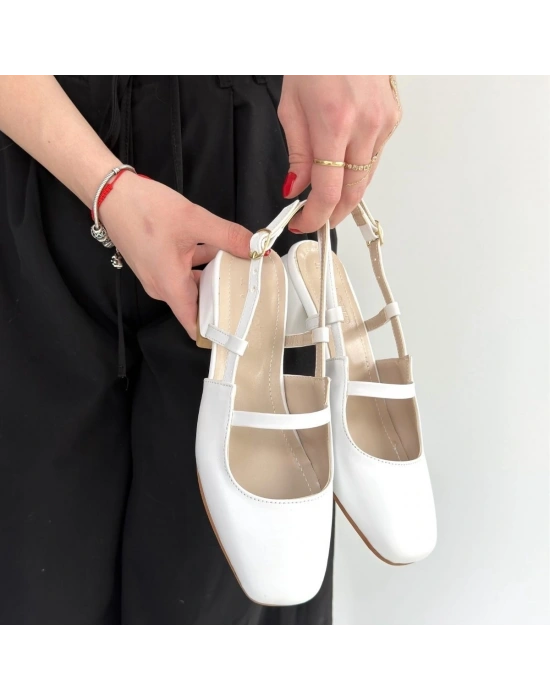 Liva Beyaz Cilt Topuklu Ayakkabı