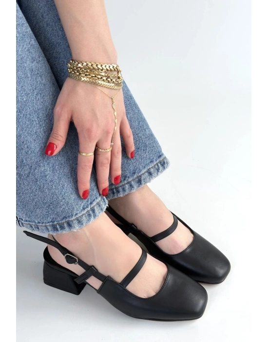 Liva Siyah Cilt Topuklu Ayakkabı