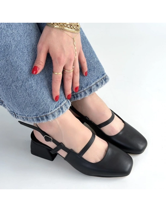 Liva Siyah Cilt Topuklu Ayakkabı