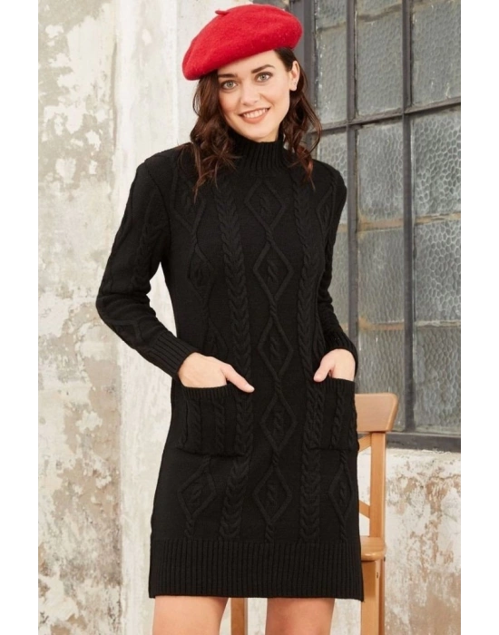 Loren Yünlü Motifli Midi Boy Triko Elbise