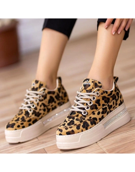 Lulu Leopar Süet Bağcıklı Spor Ayakkabı