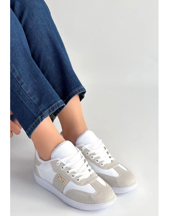 Lunga Beyaz Cilt Bağcıklı Spor Ayakkabı