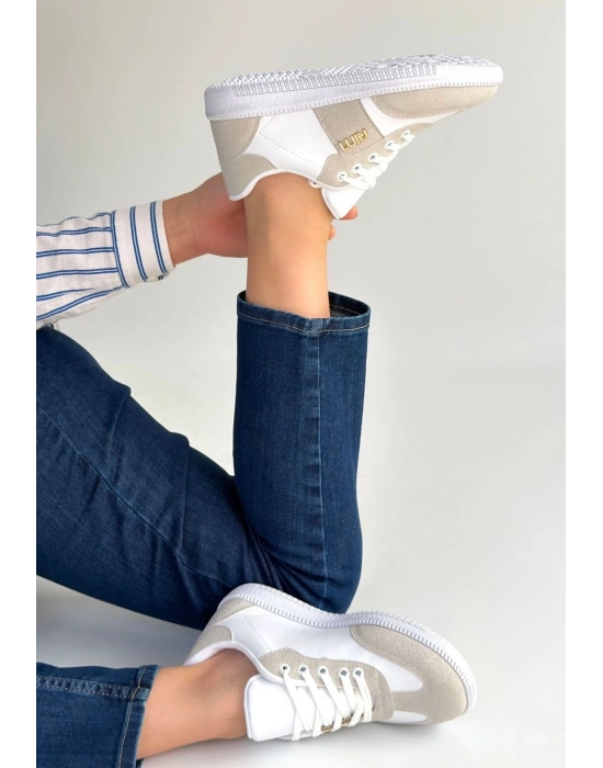 Lunga Beyaz Cilt Bağcıklı Spor Ayakkabı