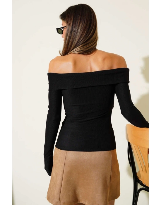 Madonna Çapraz Yaka Bluz Siyah t4331