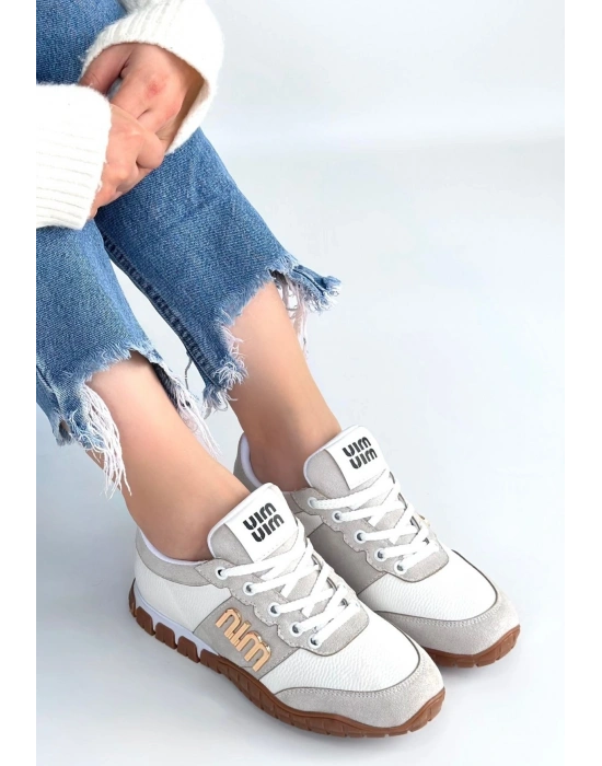 Marje Beyaz Cilt Bağcıklı Spor Ayakkabı