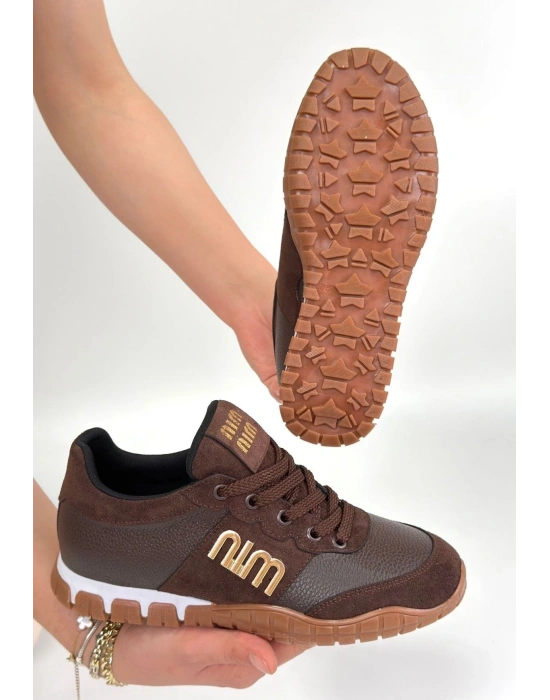 Marje Kahverengi Cilt Bağcıklı Spor Ayakkabı
