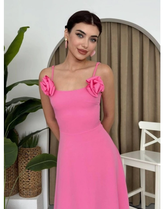 Matilda Gül İp Askılı Elbise