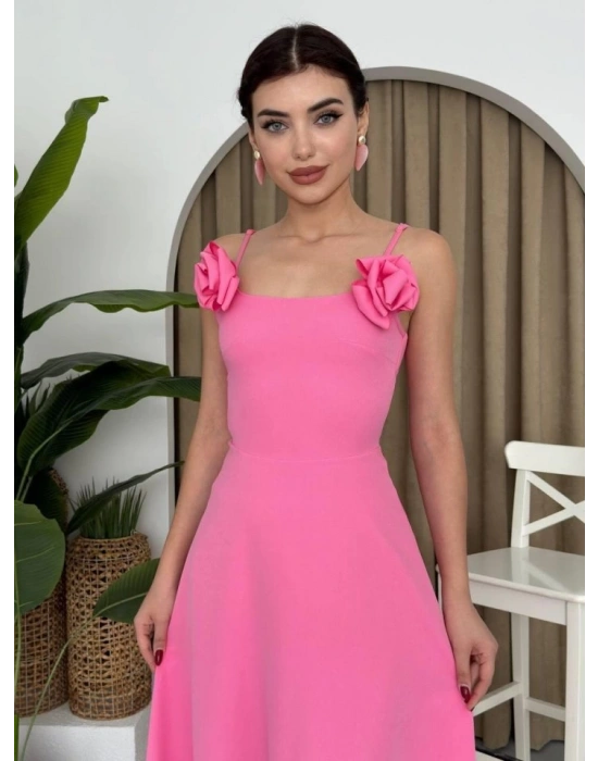 Matilda Gül İp Askılı Elbise