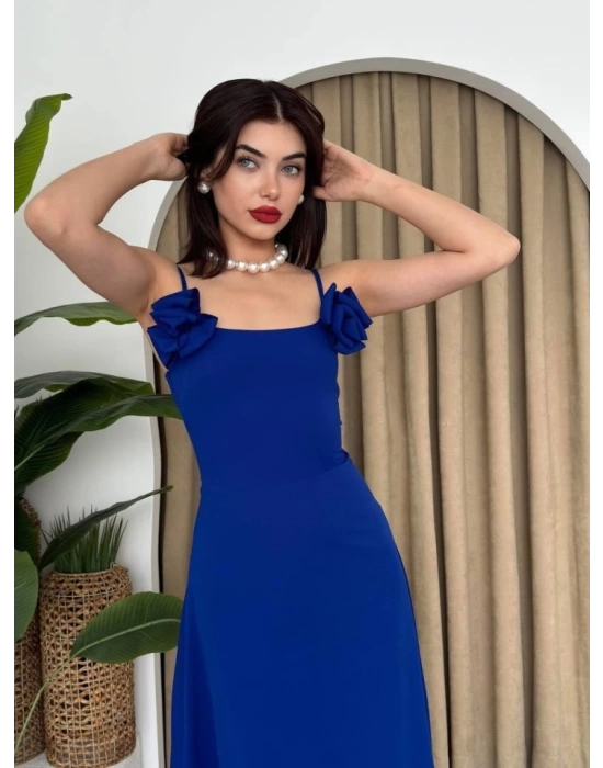 Matilda Gül İp Askılı Elbise