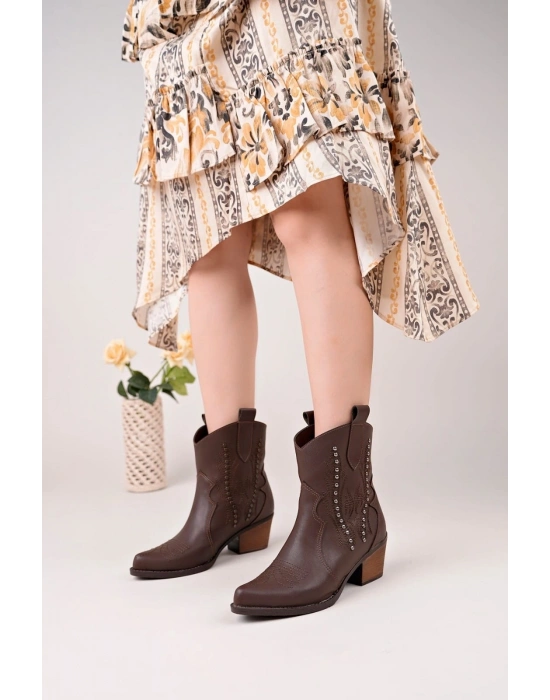 Matin Acı Kahve Cilt Topuklu Bot