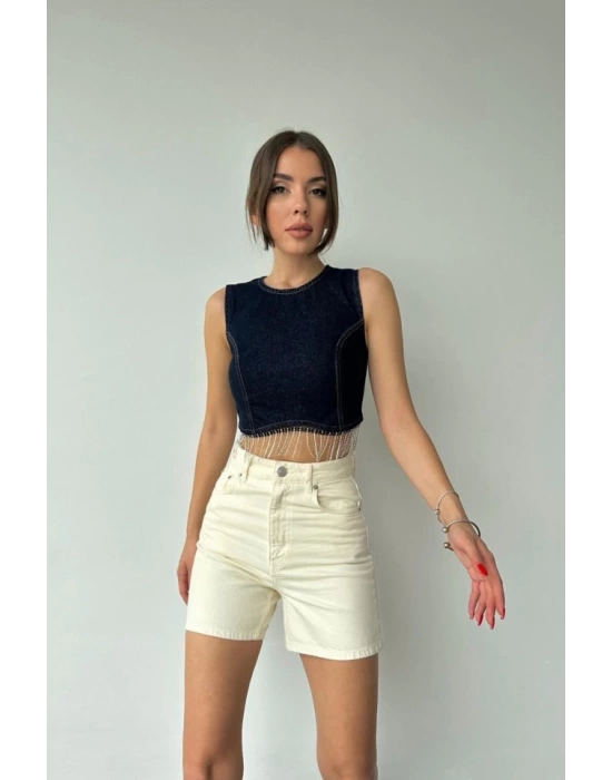 Mavi Altı Zincirli Bluz