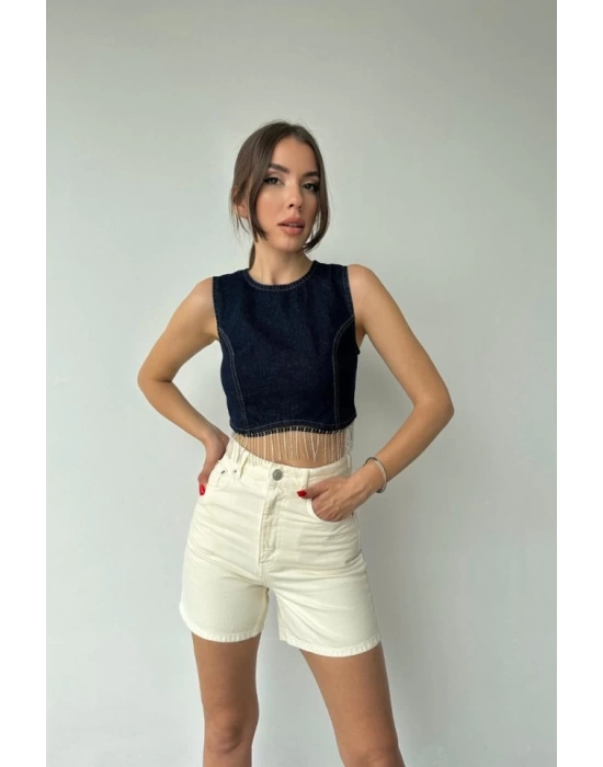 Mavi Altı Zincirli Bluz