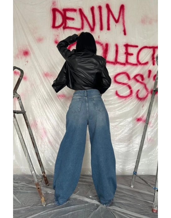 Mavi Geniş Paça Jeans Pantolon