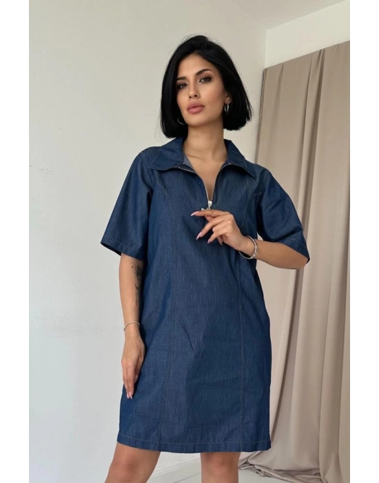 Mavi Tencel Kuplu Elbise