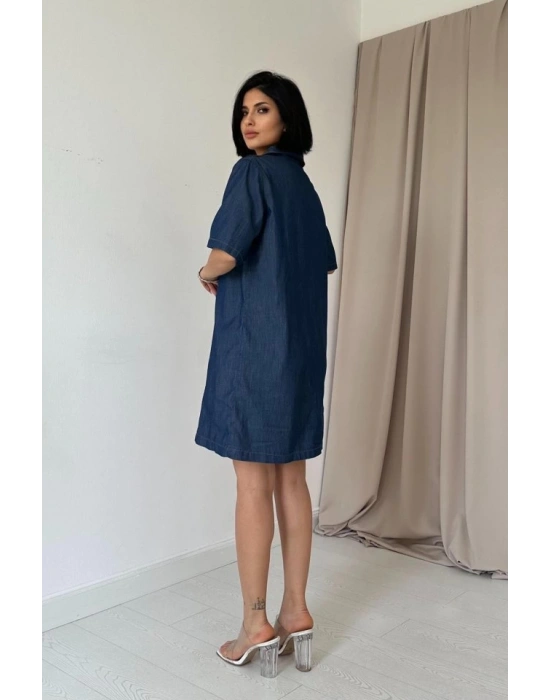 Mavi Tencel Kuplu Elbise