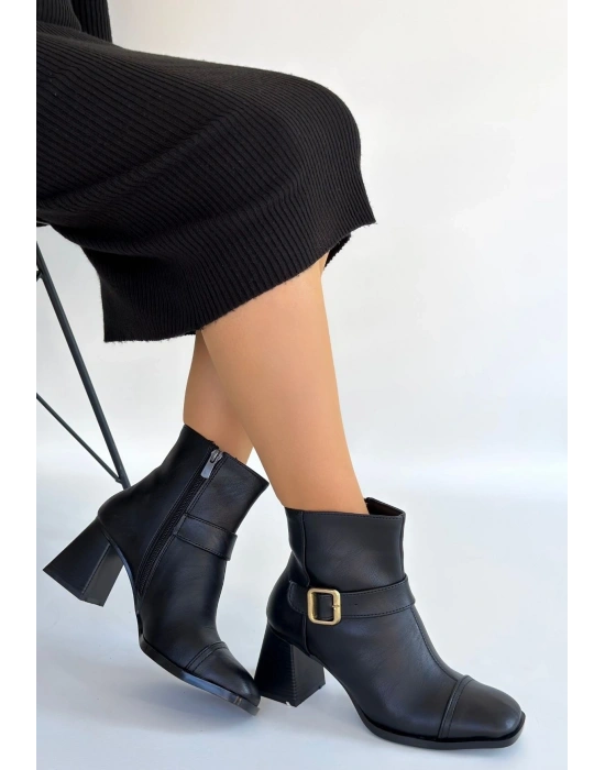 Mejjo Siyah Cilt Topuklu Bot