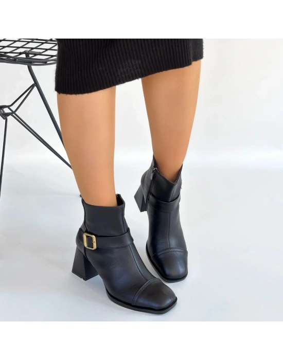 Mejjo Siyah Cilt Topuklu Bot