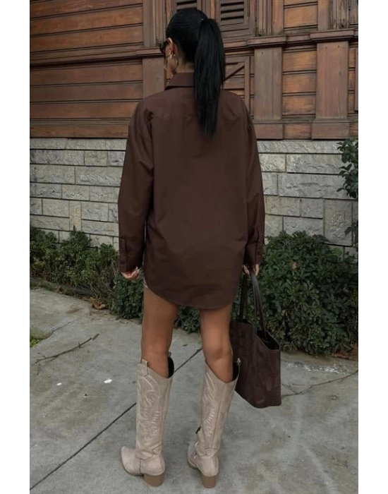 Metal Kuşgözü Detaylı Poplin Gömlek 3453