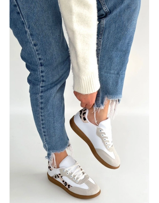 Mier Beyaz Cilt Bağcıklı Spor Ayakkabı