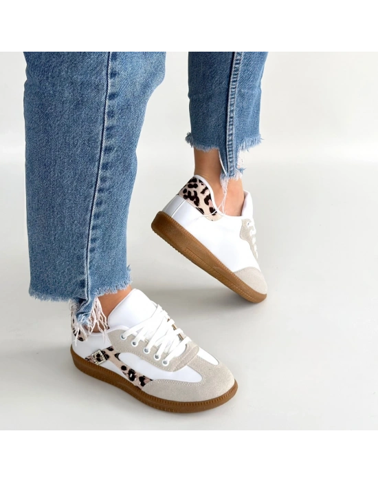 Mier Beyaz Cilt Bağcıklı Spor Ayakkabı